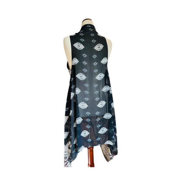 Boho Drape Vest | Paisley Print | Sheer  | Kimono Style | One Size Fits Most - Picture 7 of 10